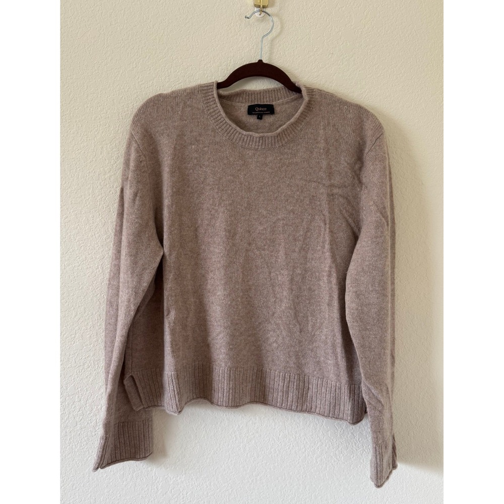 Quince Mongolian Cashmere 2.0 Boxy Crewneck Oatmeal Sweater size large Luxury